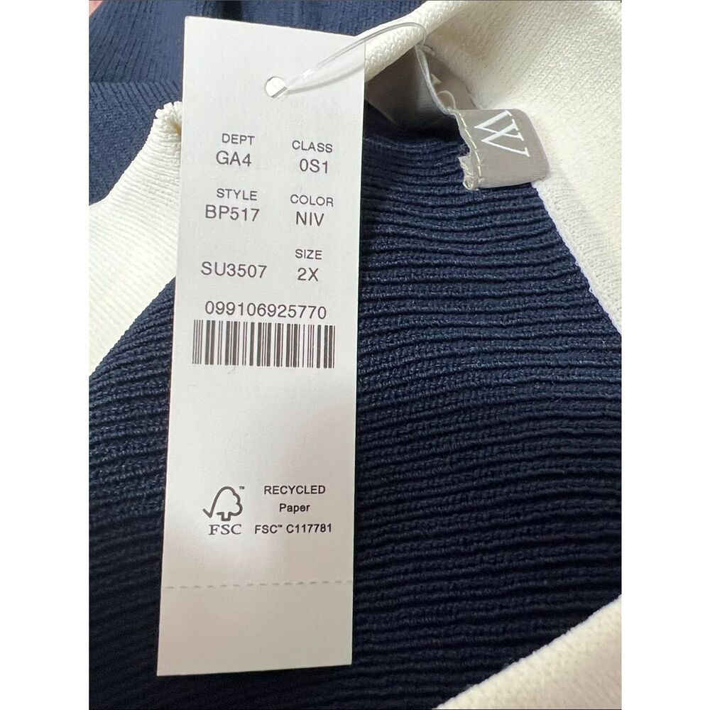 J. Crew Short-sleeve contrast-trim sweater-dress BP517 Navy white size 2X NWT - Picture 14 of 16